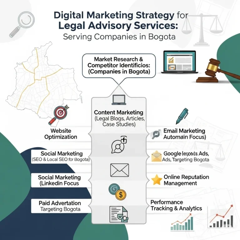 Estrategia digital Google ads para vender servicios de asesoría legal para empresa en Bogotá