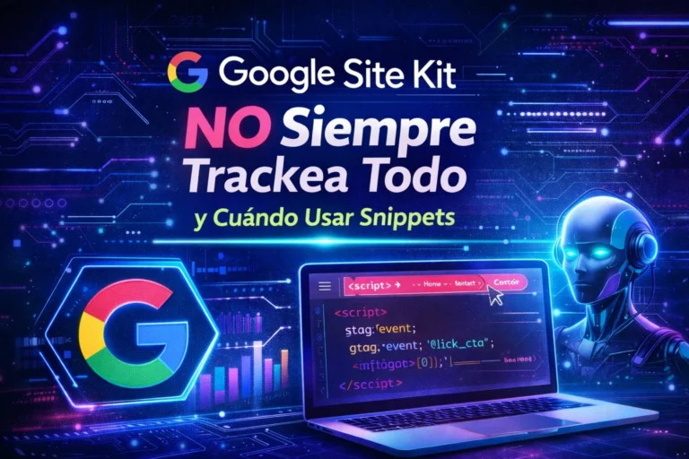 ¿Por qué Google Site Kit no siempre permite trackear todo en WordPress y cuándo conviene usar snippets manuales?